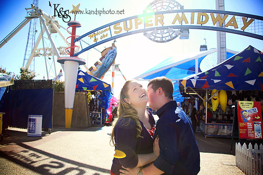 Nathan and Laura's Engagements at the Texas State Fair.  Photographs by Dallas Wedding Photographers, K & S Photography