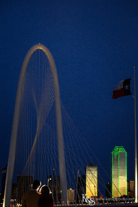 Dallas Nighttime Engagement Photography at Margaret Hunt Hill Bridge