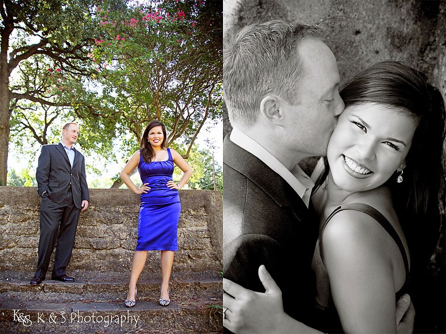 Chris and Chrystal's Engagements at Lee Park in Dallas. Photographs by Dallas Wedding Photographers, K & S Photography