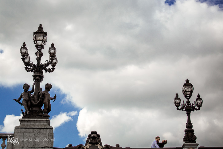 paris bridge engagement photo