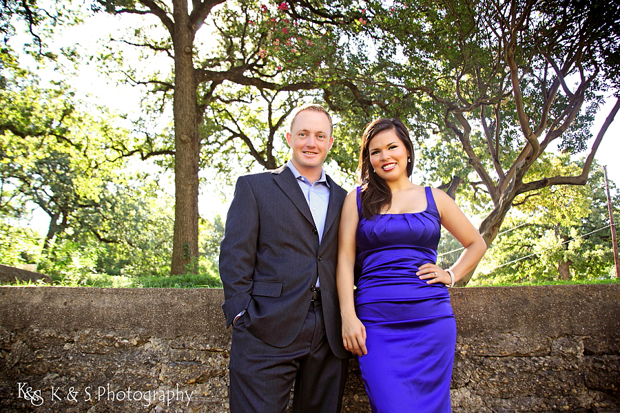 Chris and Chrystal's Engagements at Lee Park in Dallas. Photographs by Dallas Wedding Photographers, K & S Photography