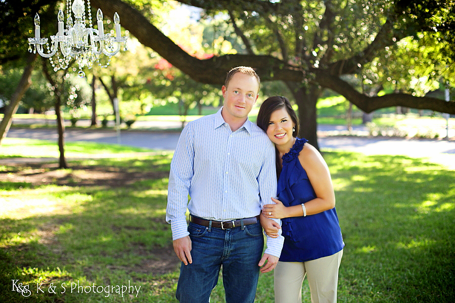 Chris and Chrystal's Engagements at Lee Park in Dallas. Photographs by Dallas Wedding Photographers, K & S Photograph