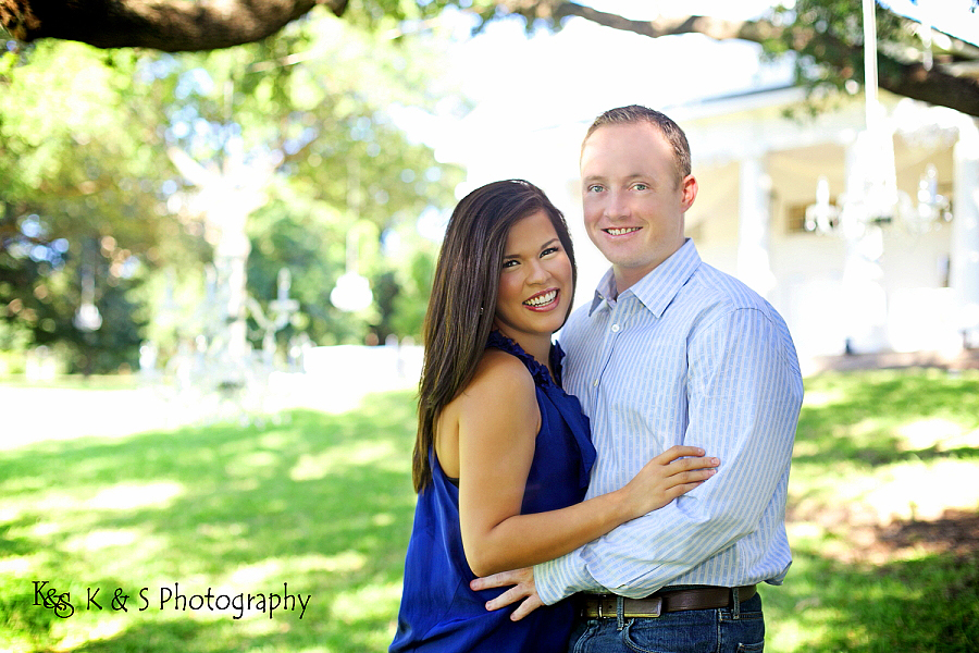 Chris and Chrystal's Engagements at Lee Park in Dallas. Photographs by Dallas Wedding Photographers, K & S Photograph