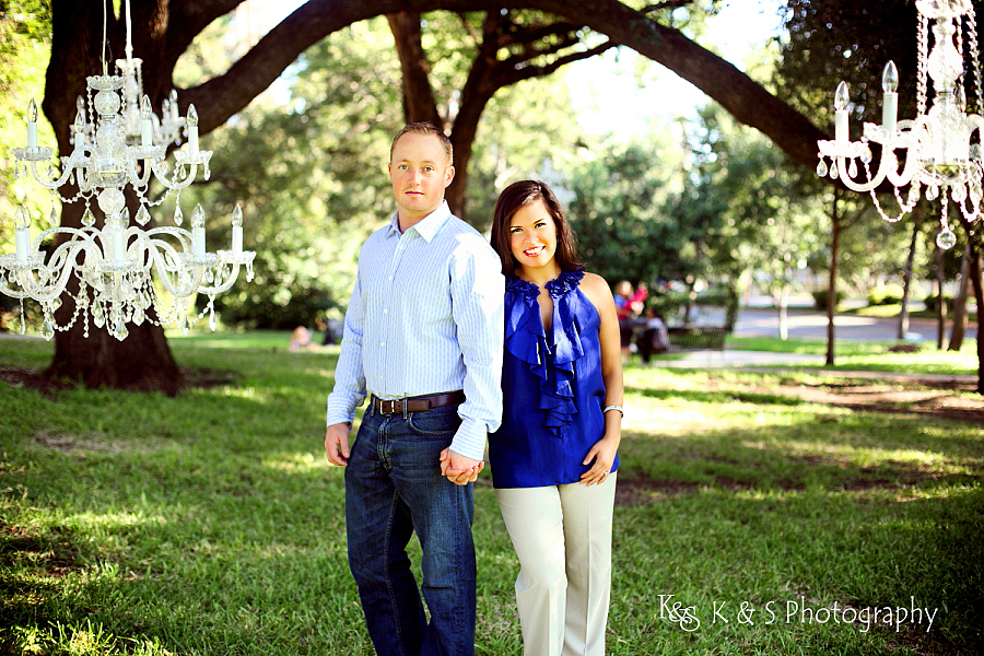 Chris and Chrystal's Engagements at Lee Park in Dallas. Photographs by Dallas Wedding Photographers, K & S Photograph