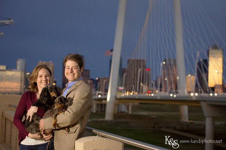 Dallas Nighttime Engagement Photography at Margaret Hunt Hill Bridge